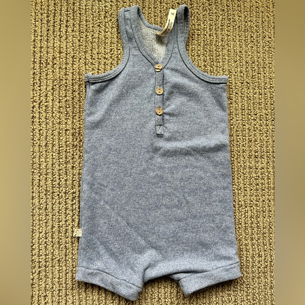 childhoods clothing tank romper in blue chambray